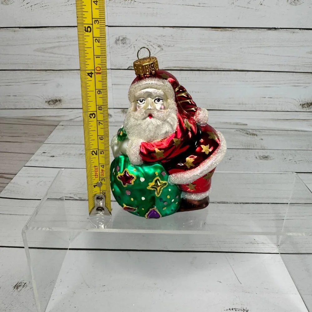 Vtg 2002 Target Hand Painted Blown Glass Santa Ornament‎ Original Box Christmas